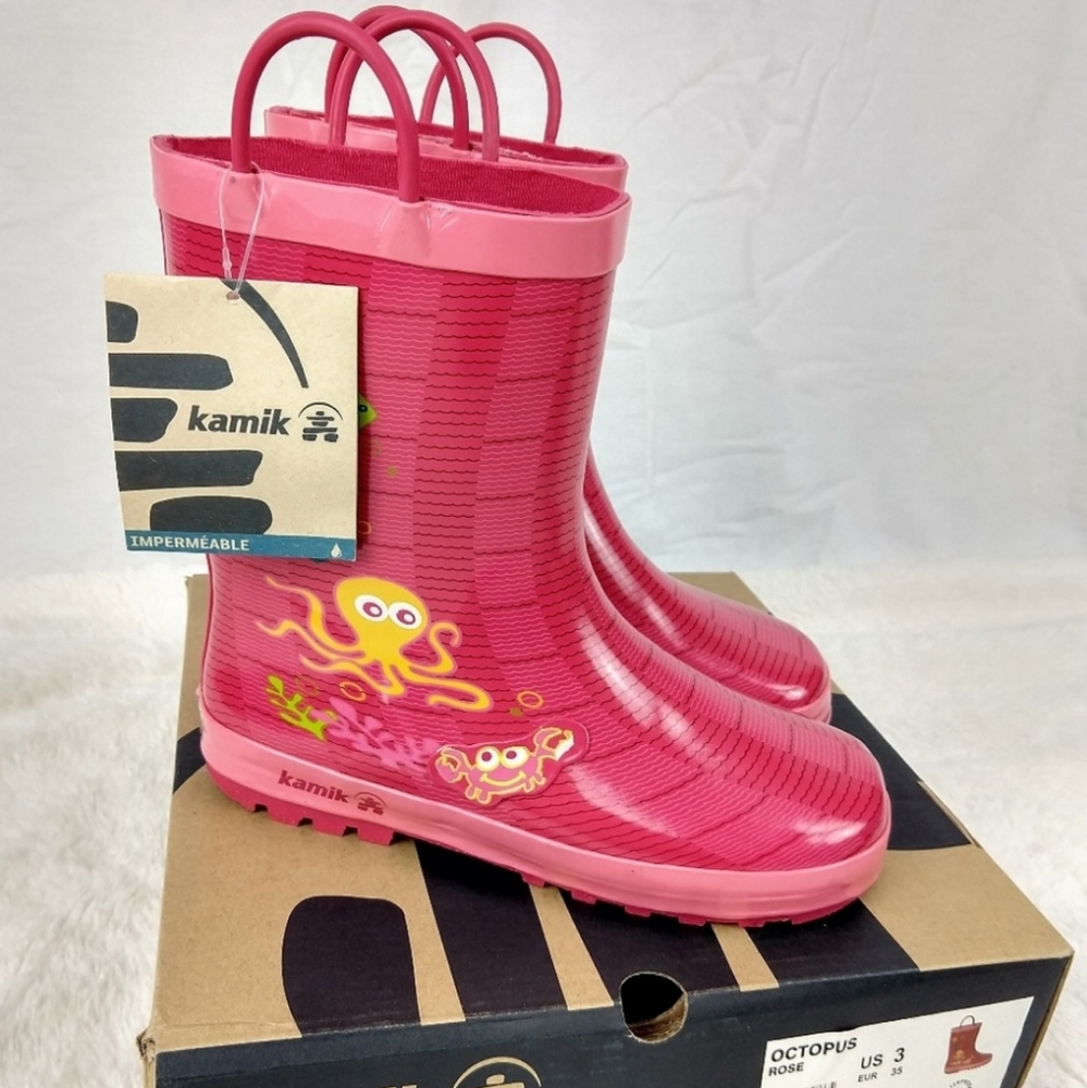 NWT Kamik Rainboots Pink Octopus